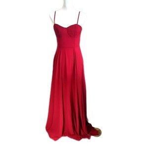 Lulu's spaghetti strap long red chiffon gown NWT maxi bridesmaid S